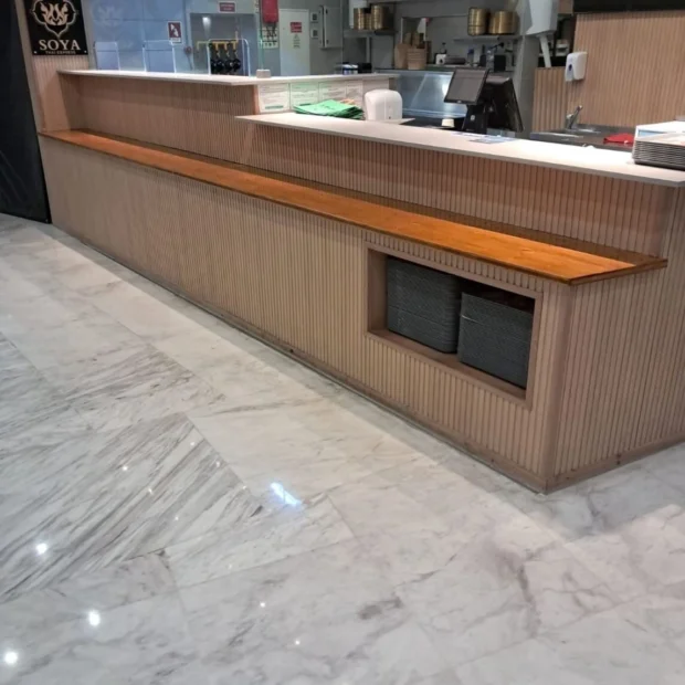 Marble and timber counter, commercial space