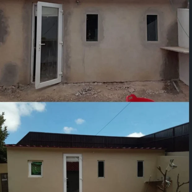 Antes e depois — anexo: reboco, pintura e cobertura