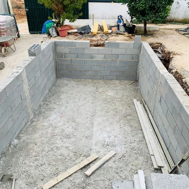 During — building the pool in blockwork