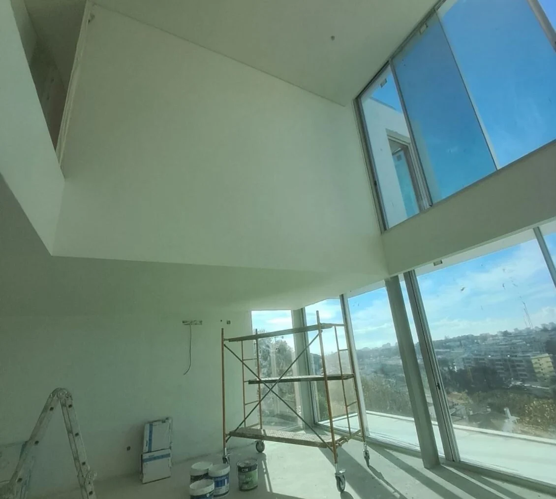 Finishes in a double-height interior