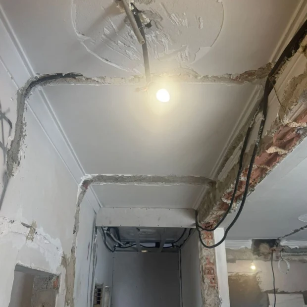Chases in the ceiling for light points