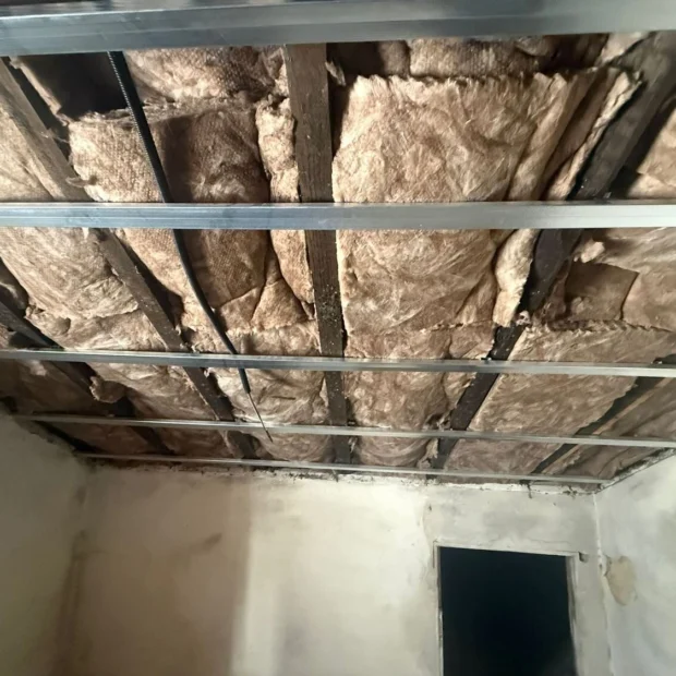 Ceiling frame and insulation