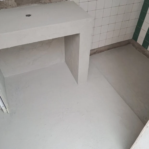Microcement worktop cast in place
