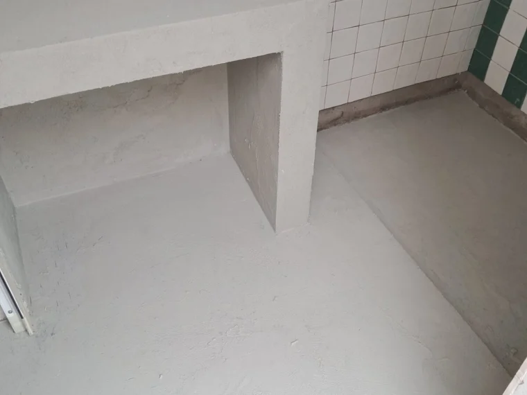Microcement worktop cast in place
