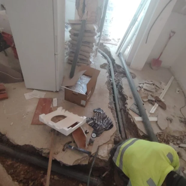 Water and waste runs opened up in the floor